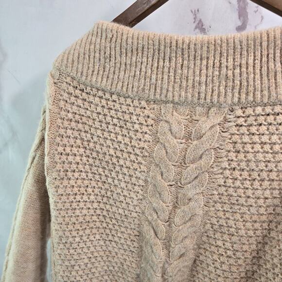 Sleeping On Snow Sweater Womens Small Pink Alpaca Wool Cable Shoulder Balloon - Picture 2 of 10